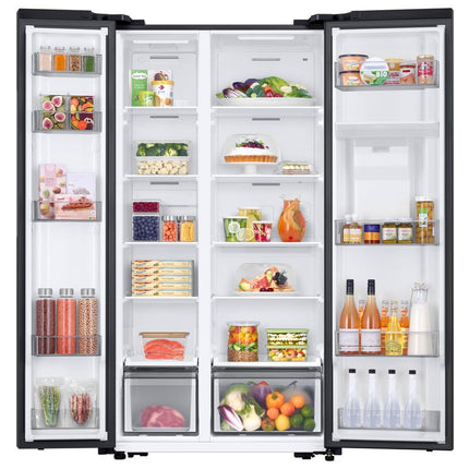 SAMSUNG 560L SIDE BY SIDE FRIDGE FREEZER NON PLUMBED WATER DISPENSER GENTLE MATT BLACK - RS57DG4100B4FA