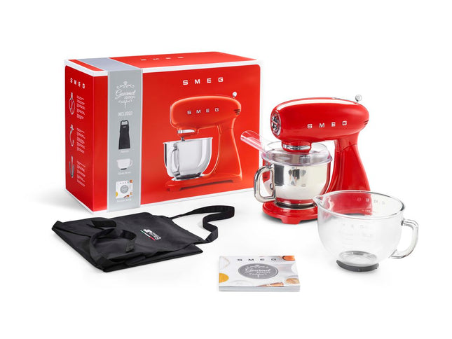 SMEG RETRO KITCHEN MACHINE STAND MIXER BUNDLE SET RED  - SMF43RDSA