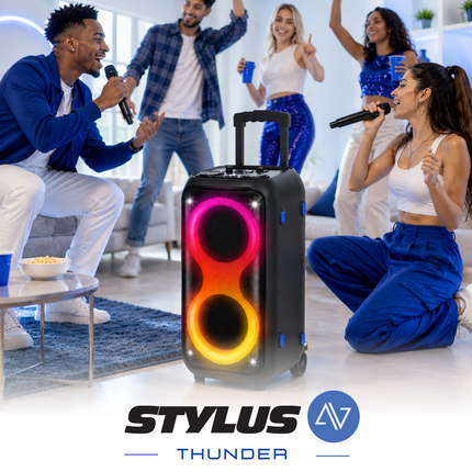 Stylus AV Thunder 2000W Bluetooth Trolley Party Speaker with Dual Wireless Microphones