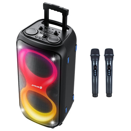 Stylus AV Thunder 2000W Bluetooth Trolley Party Speaker with Dual Wireless Microphones