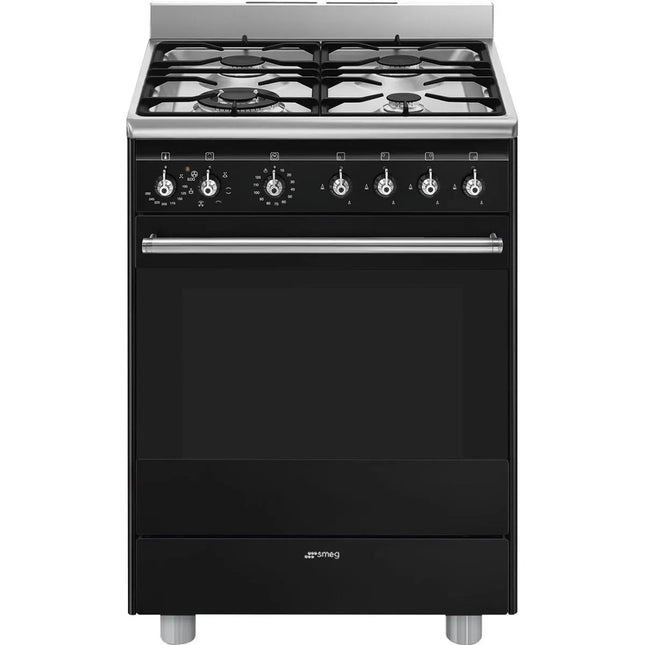SMEG 60CM CONCERT GAS ELECTRIC COOKER BLACK  - SSA60MBL2