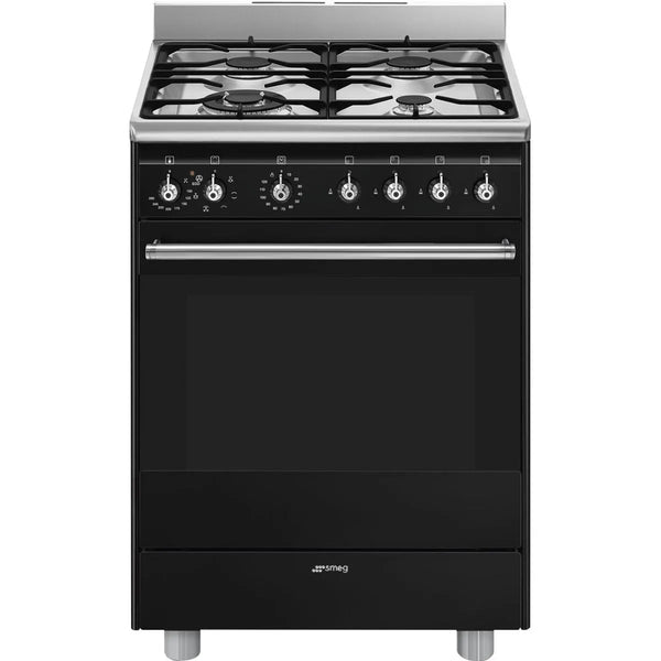 SMEG 60CM BLACK COOKER WITH GAS HOB - SSA60MBL2