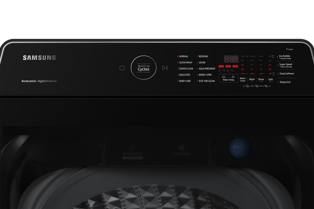 SAMSUNG 15KG TOP LOADER WASHING MACHINE BLK CAVIAR - WA15CG5745BVFA