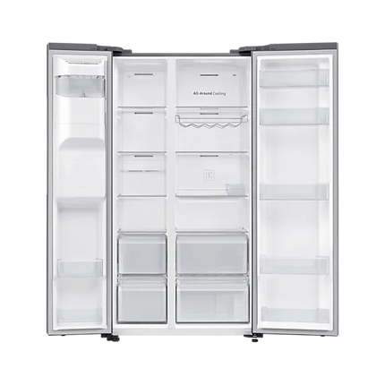 SAMSUNG 617L SILVER SIDE BY SIDE FRIDGE FREEZER PLUMBED - RS65DG54R3S9FA
