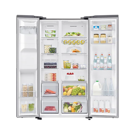 SAMSUNG 617L SILVER SIDE BY SIDE FRIDGE FREEZER PLUMBED - RS65DG54R3S9FA
