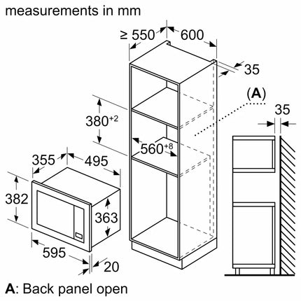 BOSCH 25L SERIES 2 BUILT IN MICROWAVE - BEL653MS3