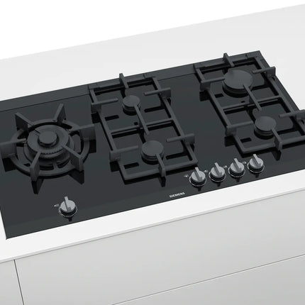 SIEMENS 90CM GAS ON BLACK GLASS HOB IQ700 - ER9A6SB70Z