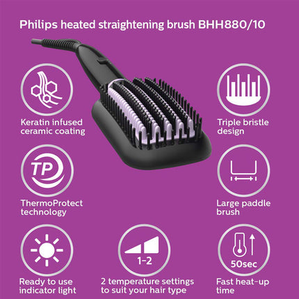 PHILIPS HEATED STRAIGHTENING BRUSH WITH THERMOPROTECT - BHH880
