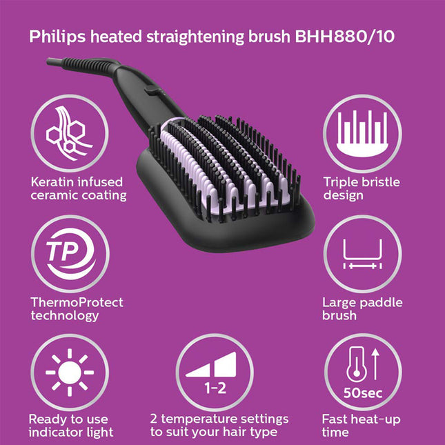 PHILIPS HEATED STRAIGHTENING BRUSH WITH THERMOPROTECT - BHH880