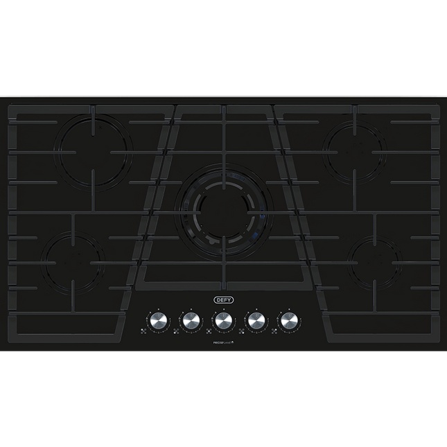 DEFY 90CM 5 BURNER GAS ON GLASS HOB - DHG931