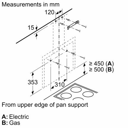 BOSCH 60CM WALL MOUNTED EXTRACTOR HOOD SERIES 4 - DWF65AJ60T