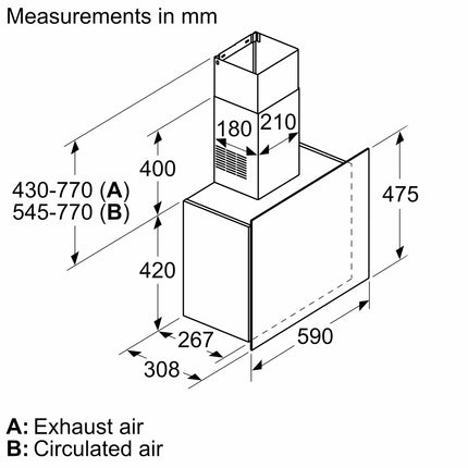 BOSCH 60CM WALL MOUNTED EXTRACTOR HOOD SERIES 4 - DWF65AJ60T