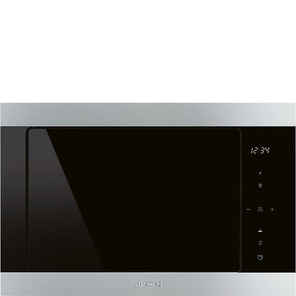 SMEG 60CM CLASSIC S/STEEL BLACK ECLIPSE BUILT IN MICROWAVE - FMI325X