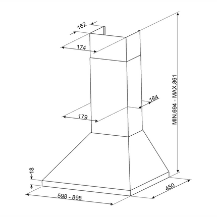 SMEG 60CM CHIMNEY EXTRACTOR STAINLESS STEEL - KDE600EX