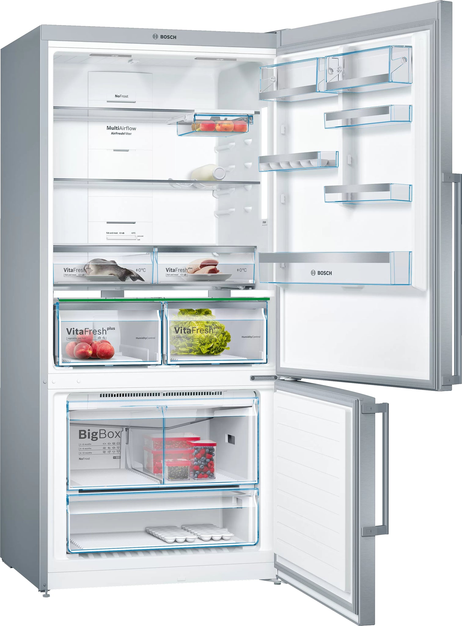 BOSCH 619L COMBI FRIDGE/FREEZER STAINLESS STEEL SERIES 6 KGN86CI30Z