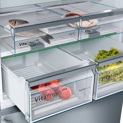 BOSCH 619L COMBI FRIDGE/FREEZER STAINLESS STEEL SERIES 6 - KGN86AI30Z