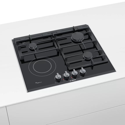 BOSCH 60CM GAS ELECTRIC HOB ON BLACK GLASS SERIES 8 - PRY6A6B70