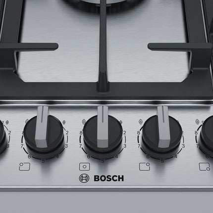BOSCH 75CM 5 PLATE STAINLESS STEEL GAS HOB SERIES 6 - PCQ7A5B90Z
