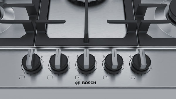 BOSCH 75CM 5 PLATE STAINLESS STEEL GAS HOB SERIES 6 - PCQ7A5B90Z