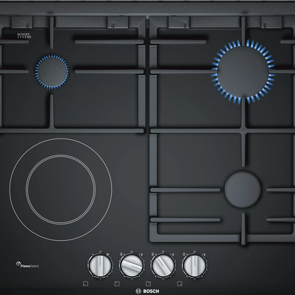 BOSCH 60CM GAS ELECTRIC HOB ON BLACK GLASS SERIES 8 - PRY6A6B70