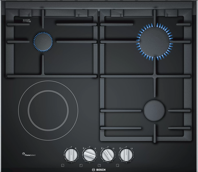 BOSCH 60CM GAS ELECTRIC HOB ON BLACK GLASS SERIES 8 - PRY6A6B70