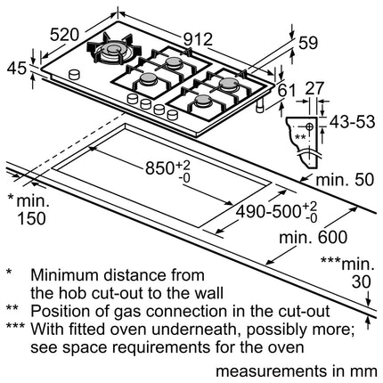SIEMENS 90CM GAS ON BLACK GLASS HOB IQ700 - ER9A6SB70Z