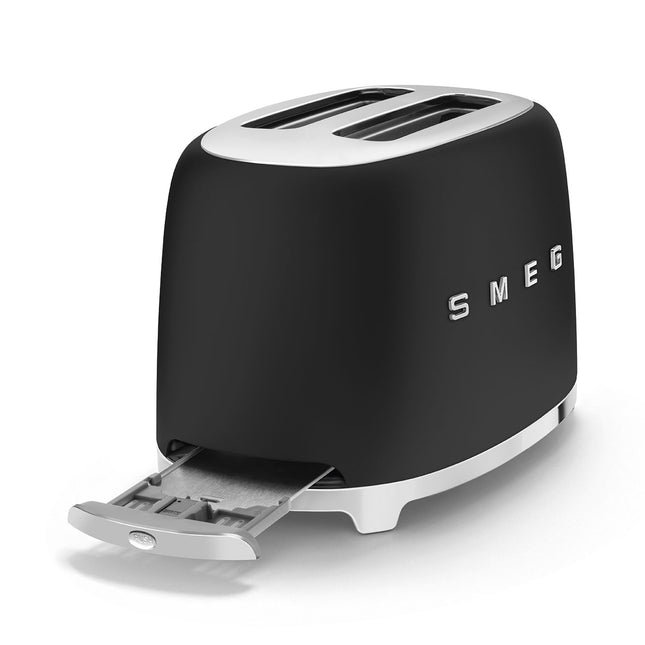 SMEG 2 SLICE MATT BLACK RETRO TOASTER - TSF01BLSA