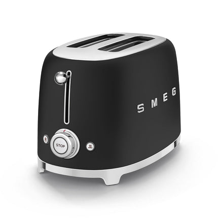 SMEG 2 SLICE MATT BLACK RETRO TOASTER - TSF01BLSA