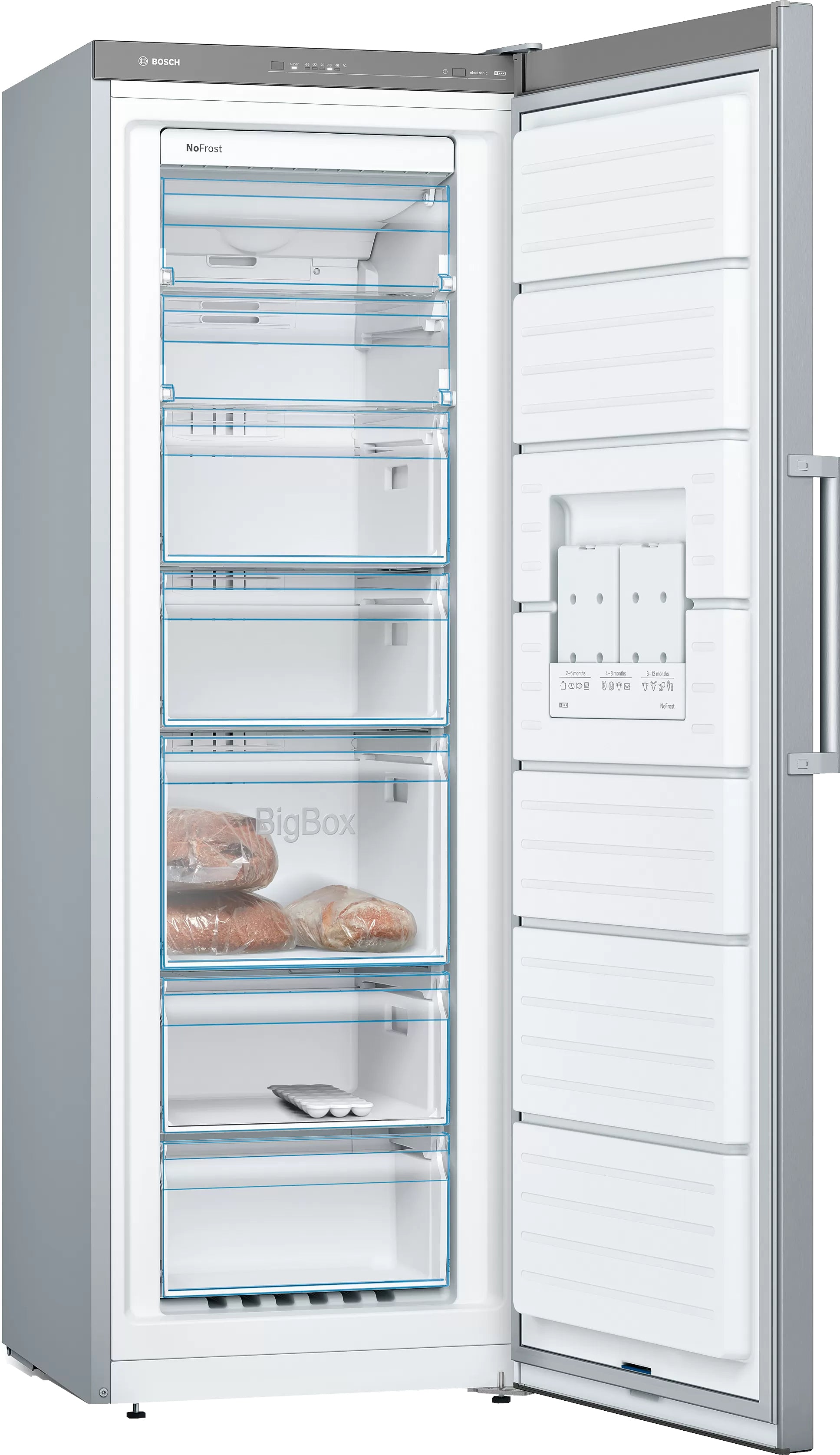 BOSCH FREEZER 225L FREE STANDING UPRIGHT STAINLESS STEEL